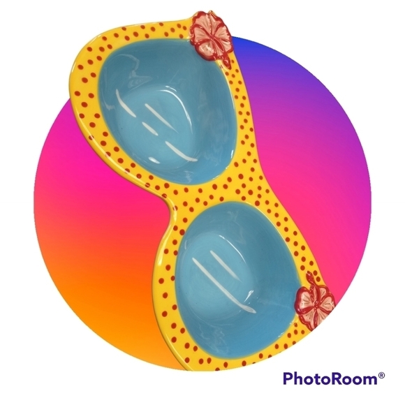 Sunglasses w Hibiscus Fun Funk Small Pet Food Dish - Picture 3 of 4